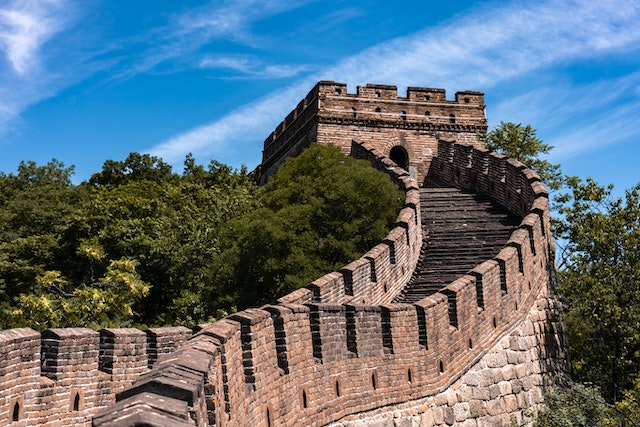 Chinese muur aan de zijkant